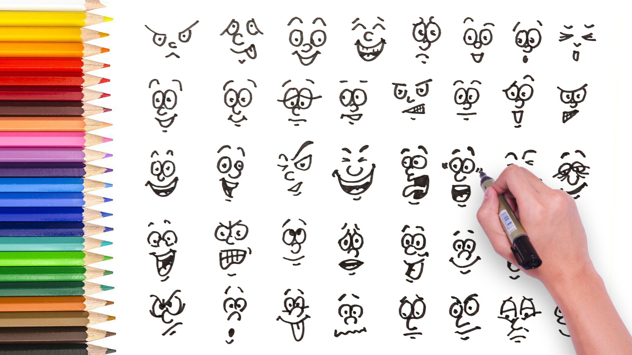 Learn how to draw cartoon faces - Simple drawing video tutorial
